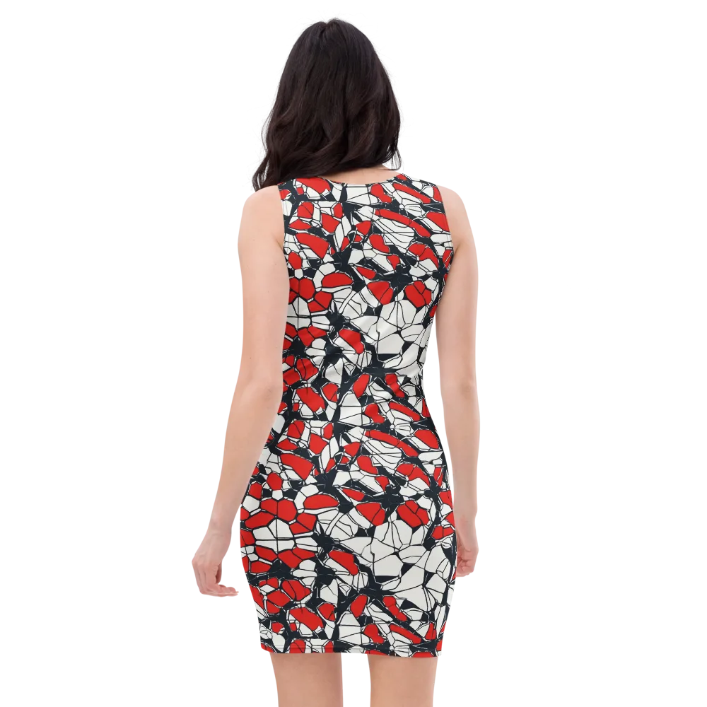 Crimson Fracture on Bodycon Dress — Back