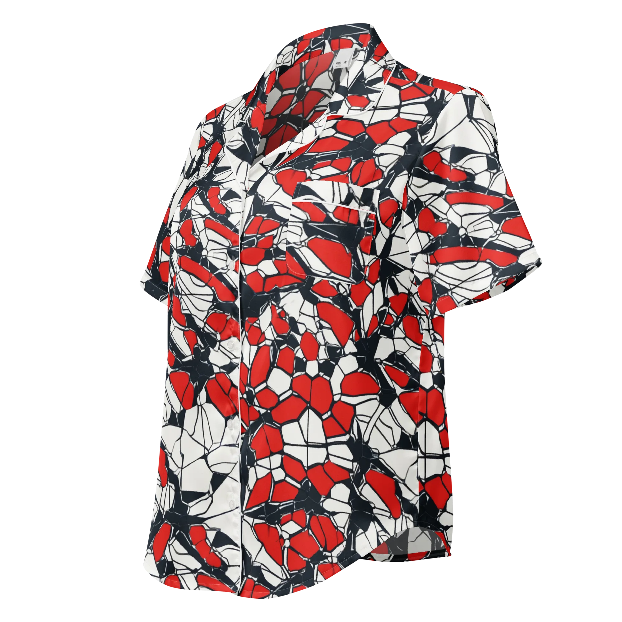 Crimson Fracture on Women's Short Sleeve Pajama Top — Left Front