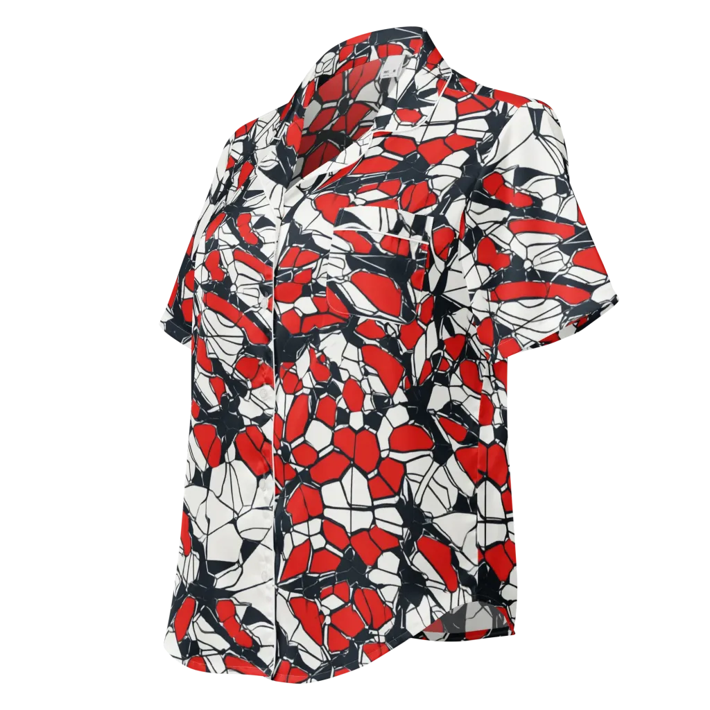 Crimson Fracture on Women's Short Sleeve Pajama Top — Left Front