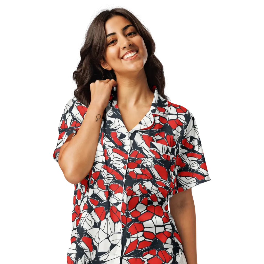 Crimson Fracture on Women's Short Sleeve Pajama Top — Front