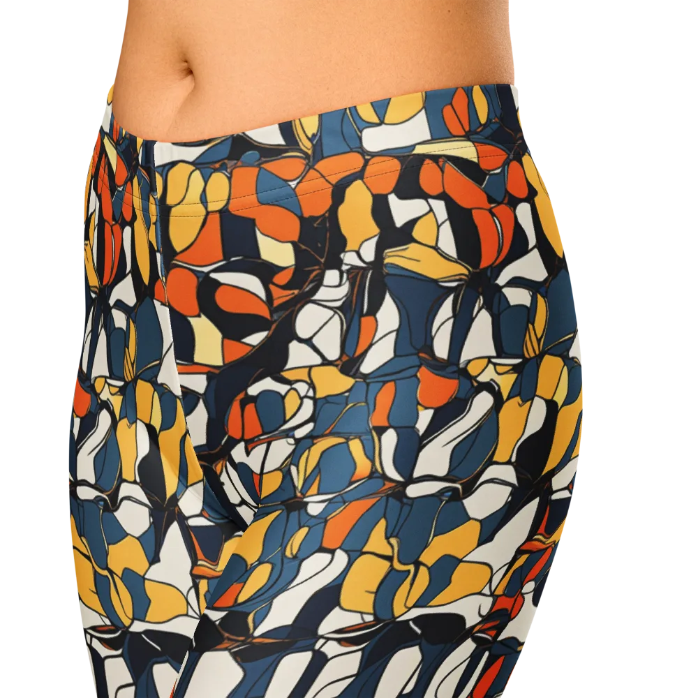 Cobalt Citrus Mosaic on Capri Leggings — Zoomed-in