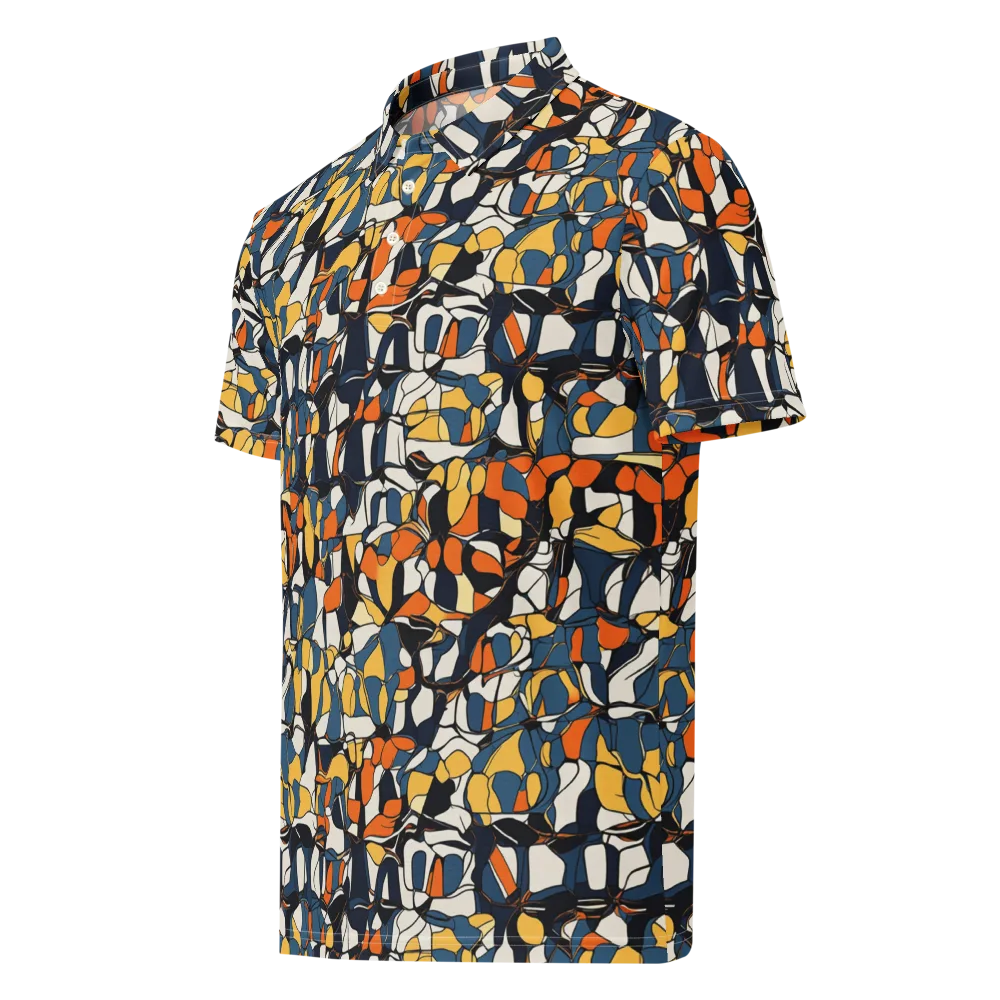 Cobalt Citrus Mosaic on Men's Slim Fit Polo Shirt — Left Front