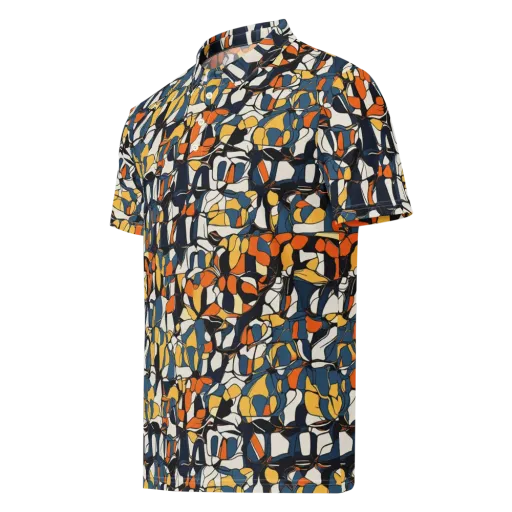 Cobalt Citrus Mosaic on a Men's Slim Fit Polo Shirt