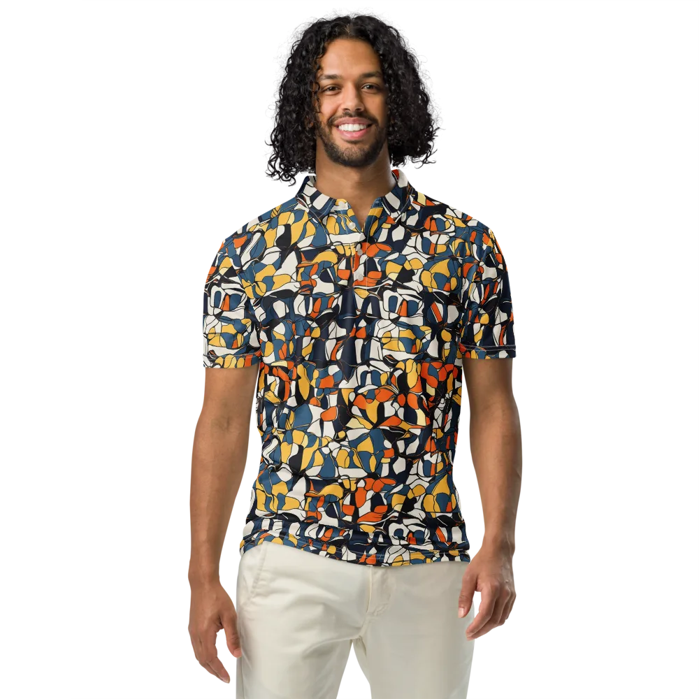 Cobalt Citrus Mosaic on Men's Slim Fit Polo Shirt — Front