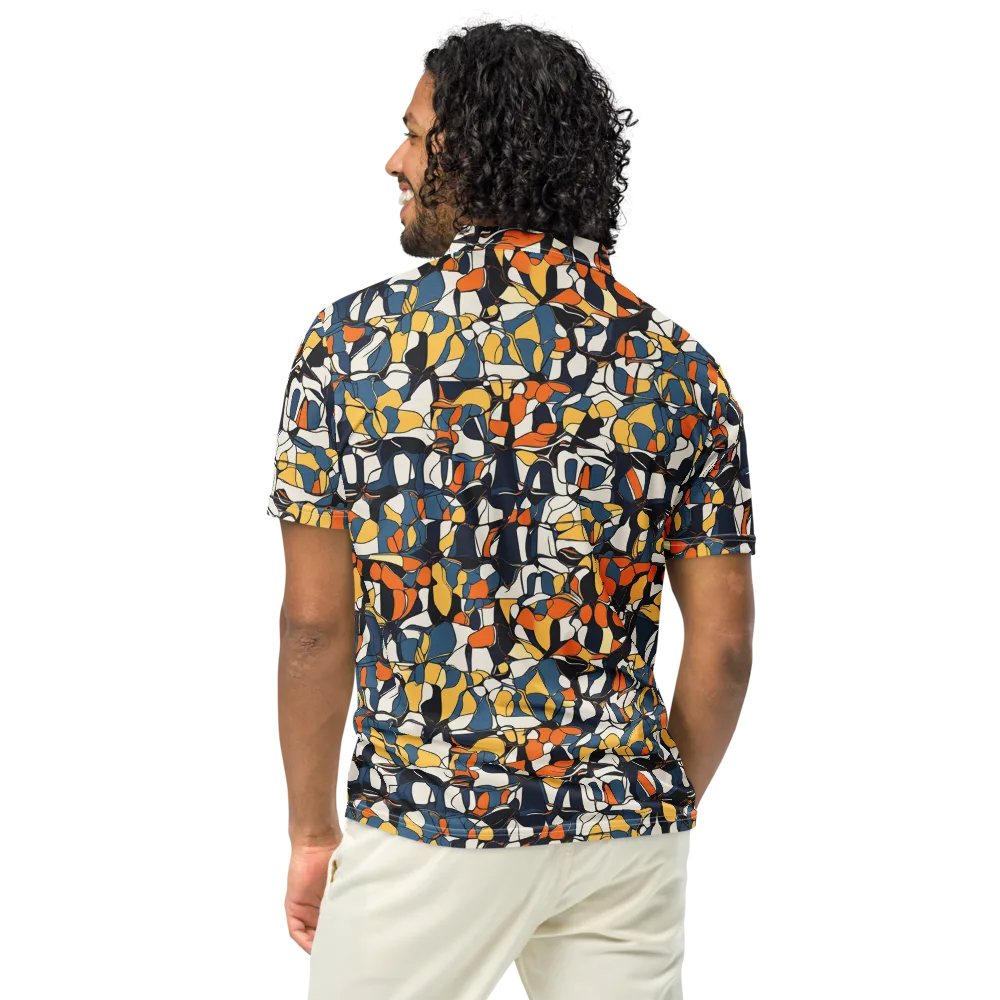 Cobalt Citrus Mosaic on Men's Slim Fit Polo Shirt — Back