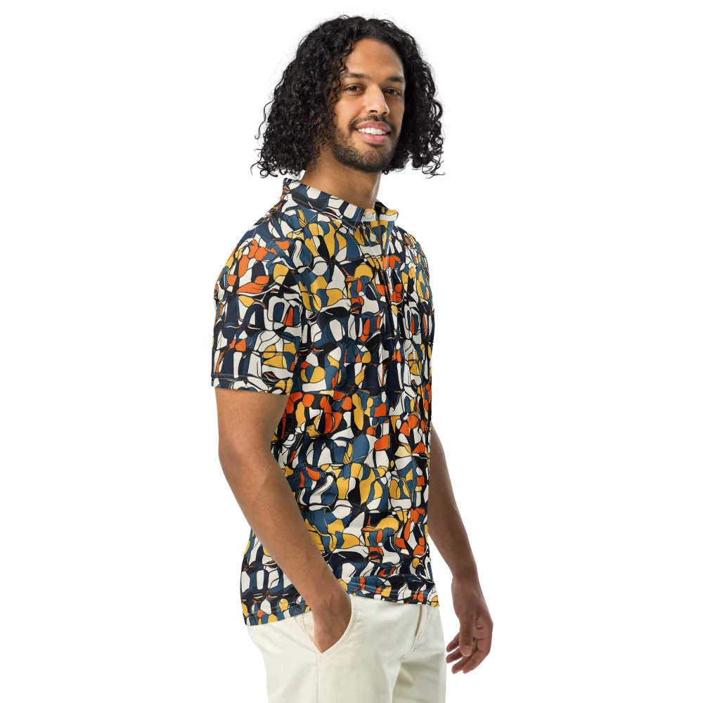 Cobalt Citrus Mosaic on Men's Slim Fit Polo Shirt — Right Front
