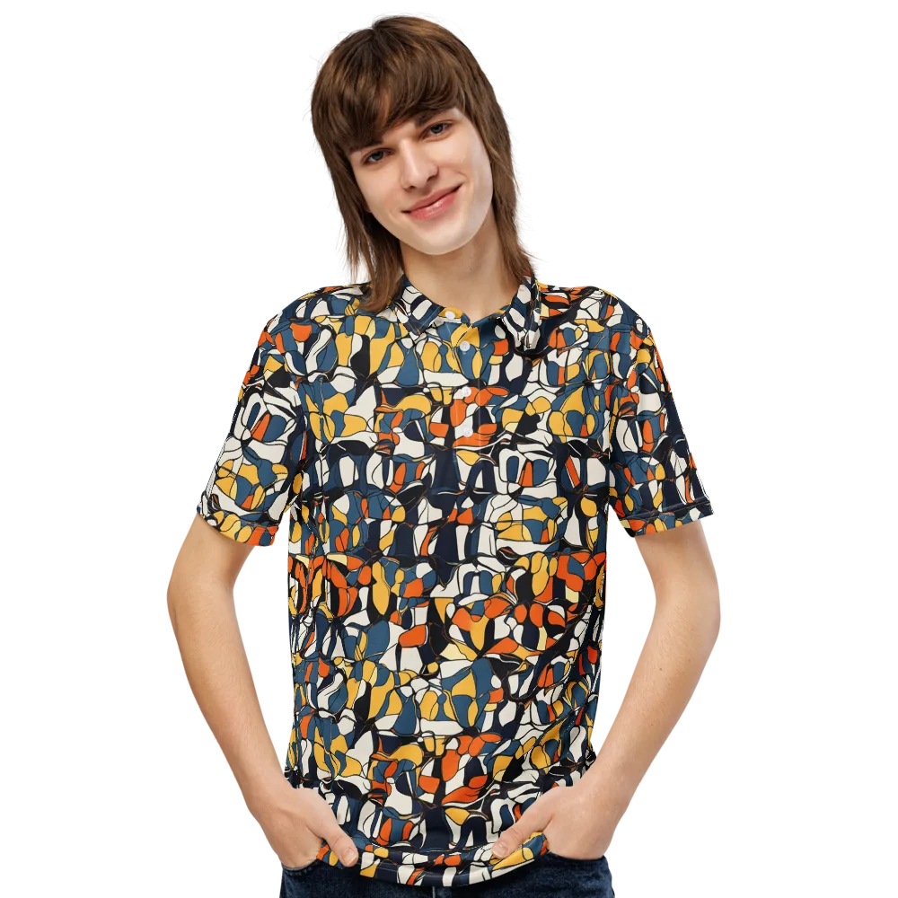 Cobalt Citrus Mosaic on Men's Slim Fit Polo Shirt — Front