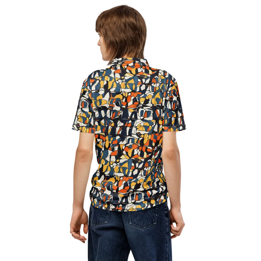Cobalt Citrus Mosaic on Men's Slim Fit Polo Shirt — Back