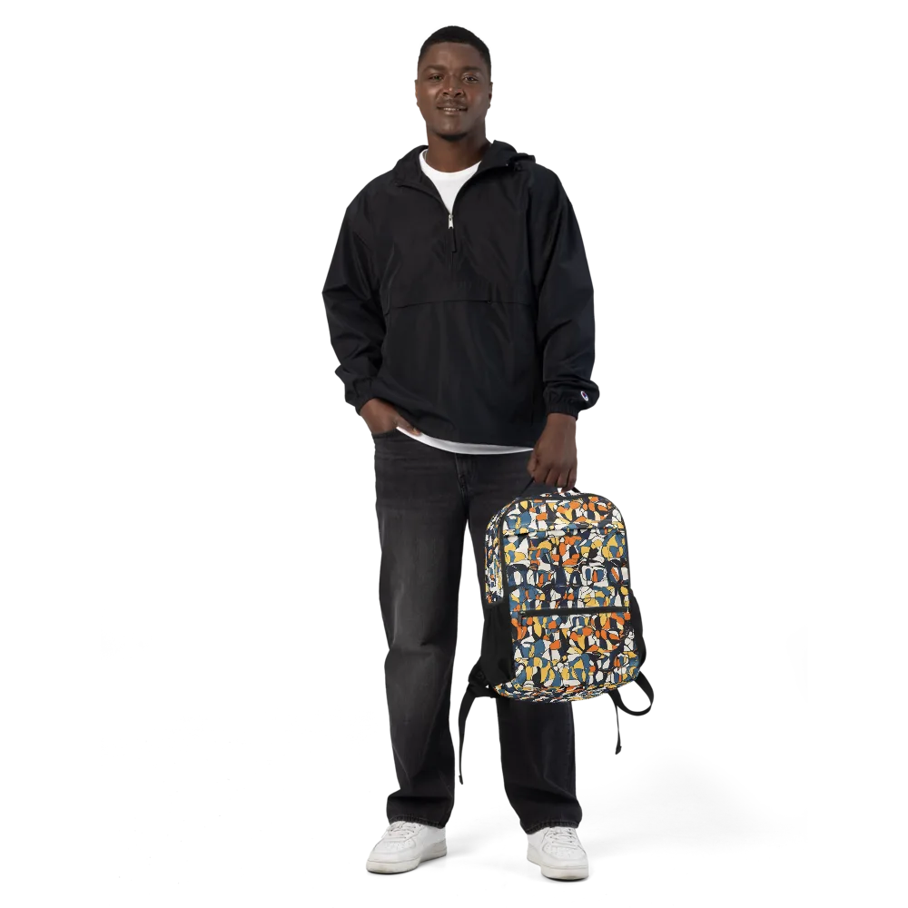 Cobalt Citrus Mosaic on Utility Backpack — Front