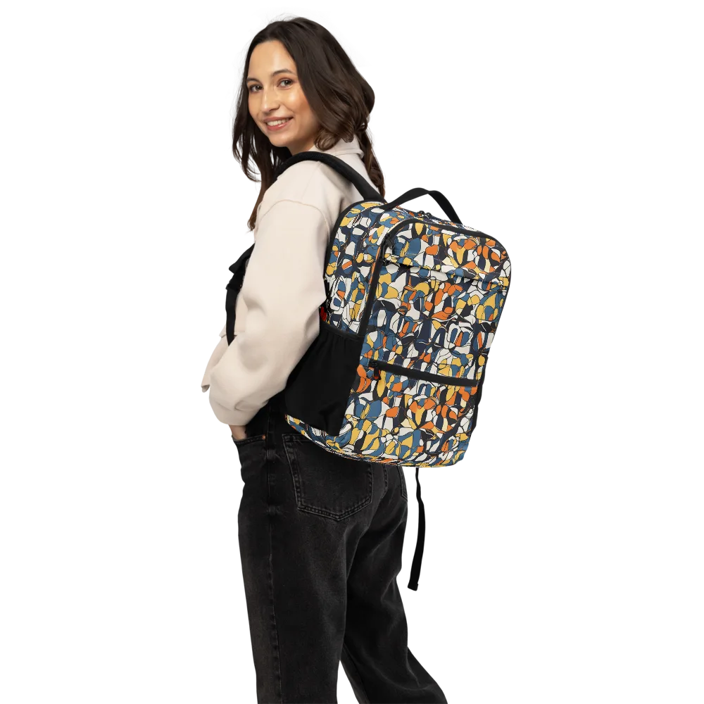 Cobalt Citrus Mosaic on Utility Backpack — Back