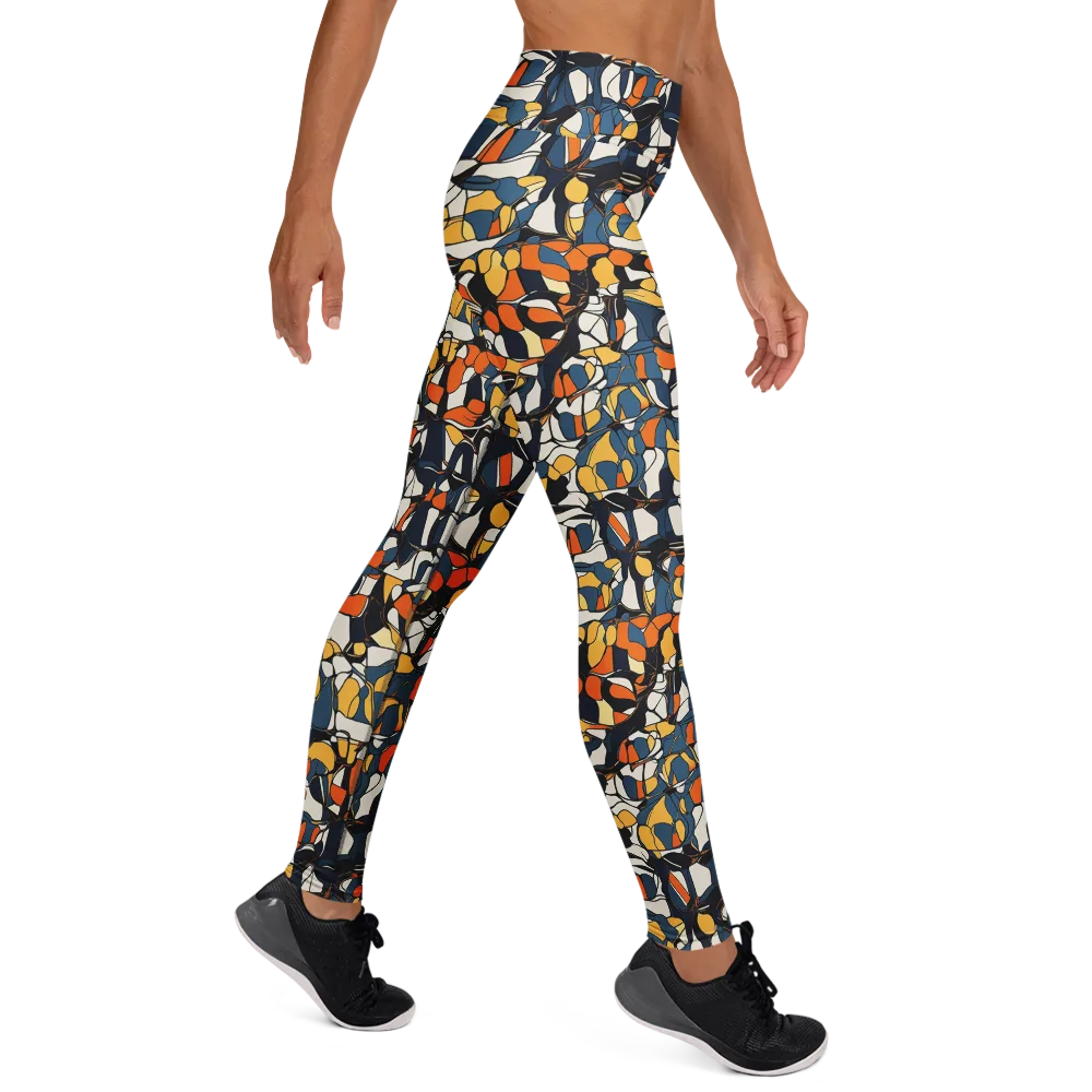 Cobalt Citrus Mosaic on Yoga Leggings — Right