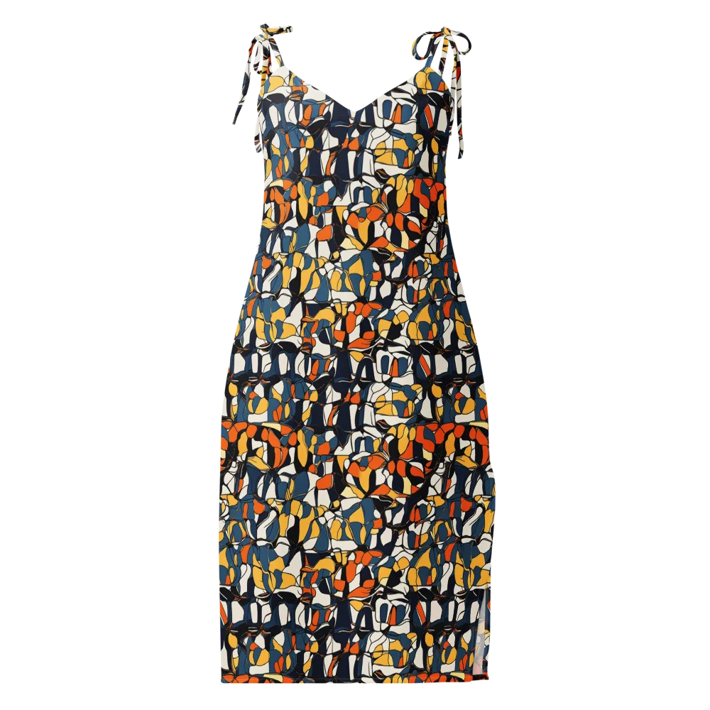 Cobalt Citrus Mosaic on Slip Dress — Front