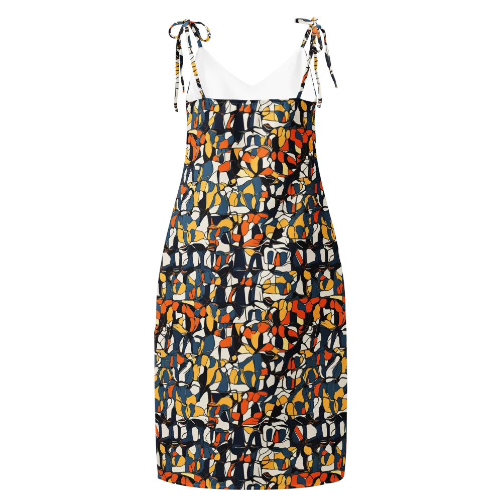 Cobalt Citrus Mosaic on Slip Dress — Back