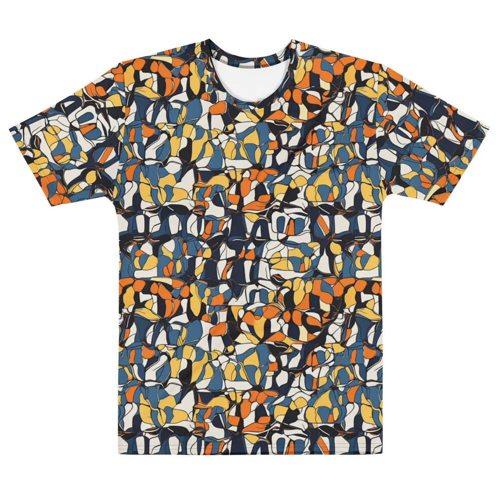Cobalt Citrus Mosaic on Men's Cotton Crew Neck T-Shirt — Front