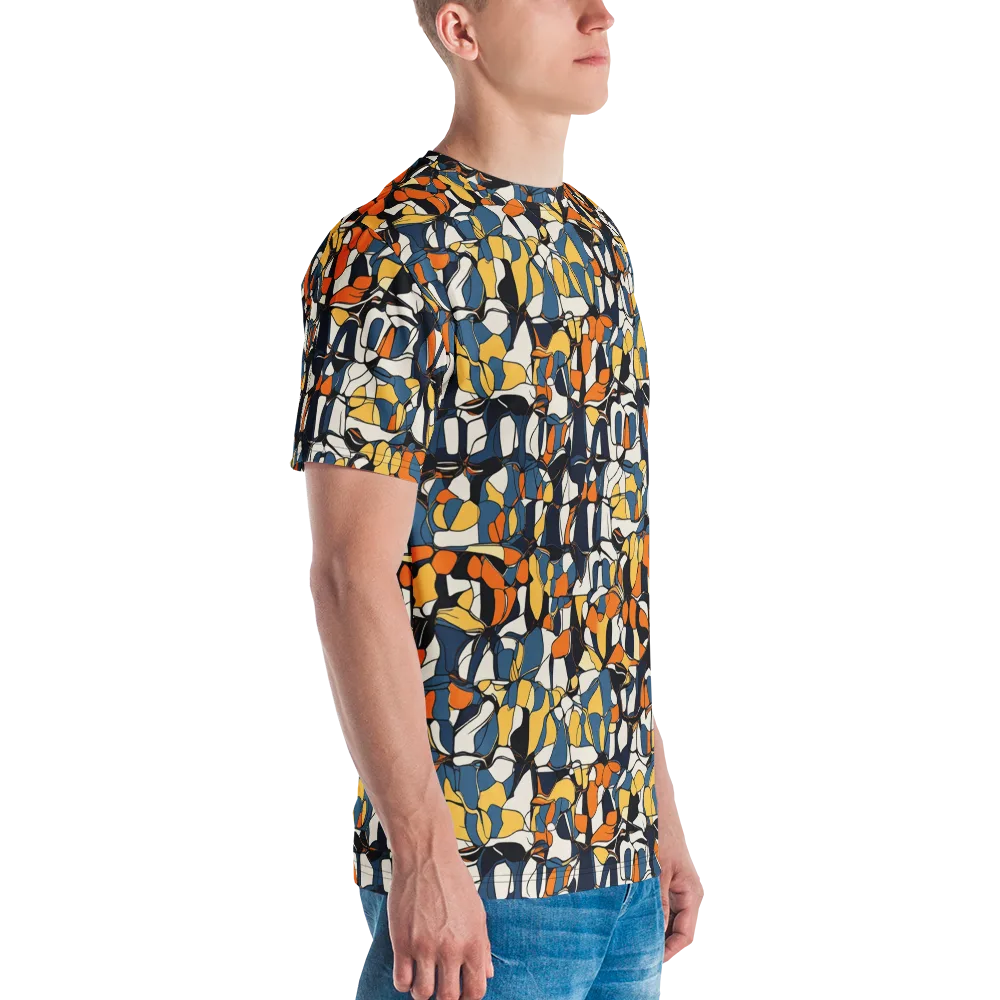 Cobalt Citrus Mosaic on Men's Crew Neck T-Shirt — Right