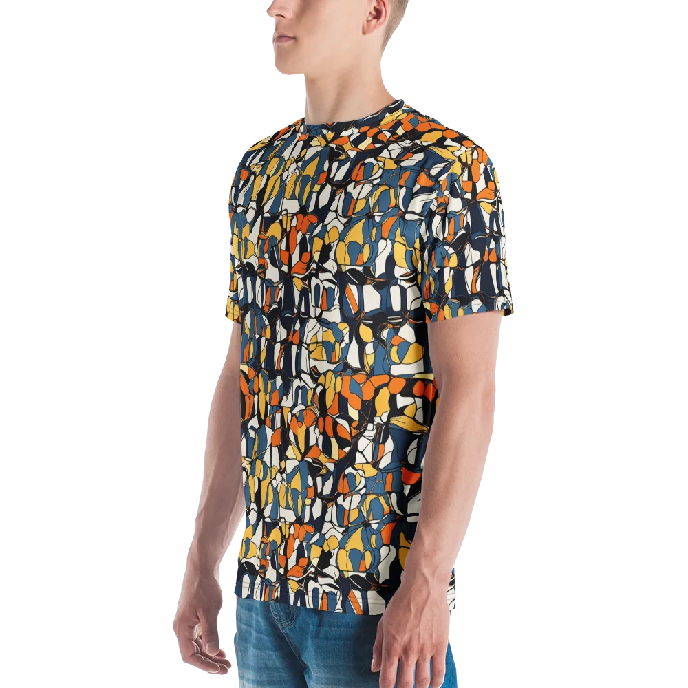 Cobalt Citrus Mosaic on Men's Crew Neck T-Shirt — Left