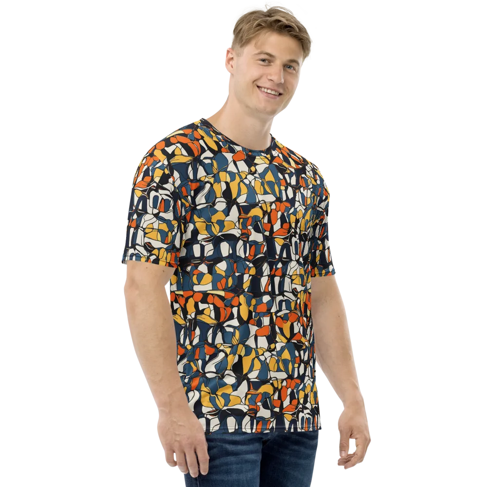 Cobalt Citrus Mosaic on Men's Crew Neck T-Shirt — Right