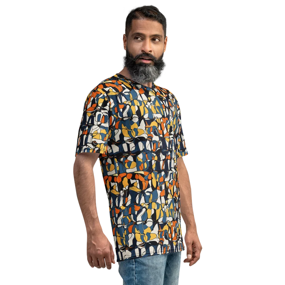 Cobalt Citrus Mosaic on Men's Crew Neck T-Shirt — Right