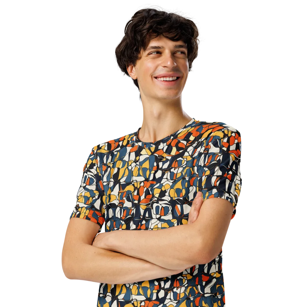 Cobalt Citrus Mosaic on Men's Crew Neck T-Shirt — Left Front