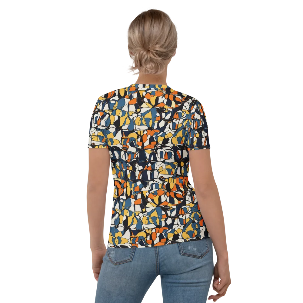 Cobalt Citrus Mosaic on Women's Crew Neck T-Shirt — Back