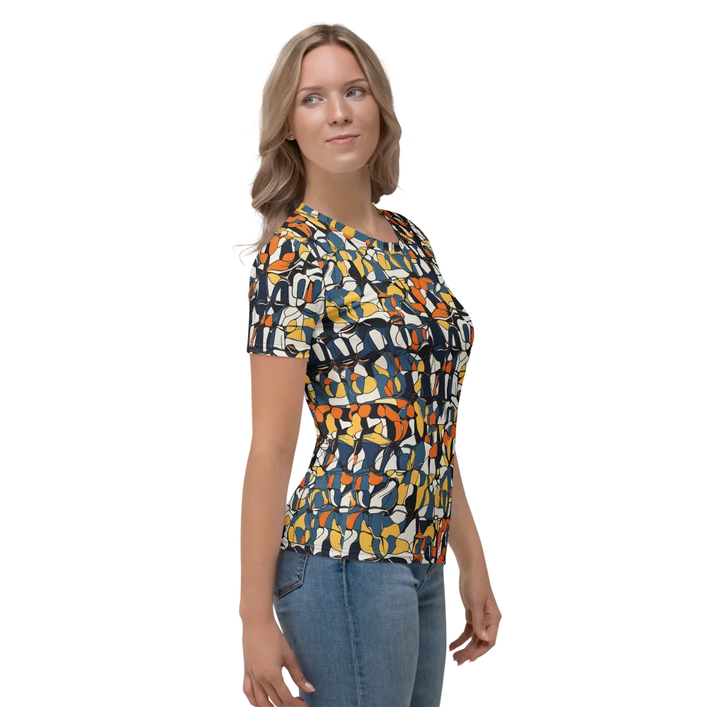 Cobalt Citrus Mosaic on Women's Crew Neck T-Shirt — Right