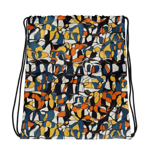Cobalt Citrus Mosaic on a Drawstring Bag