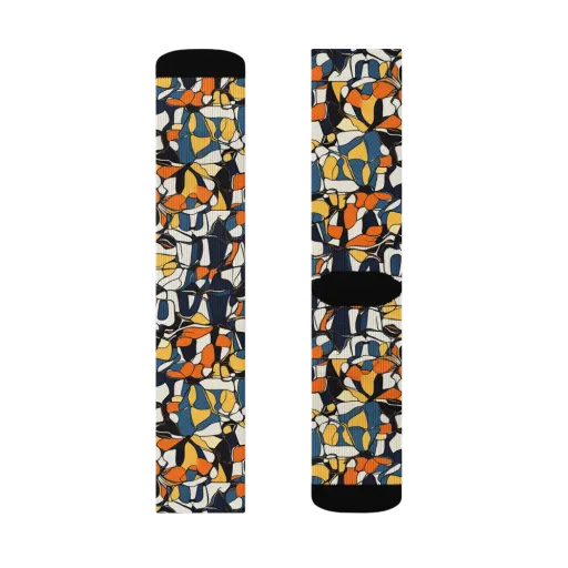 Cobalt Citrus Mosaic on a Socks