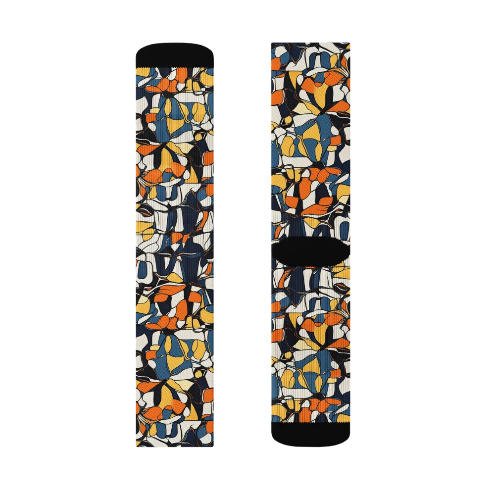 Cobalt Citrus Mosaic on Socks — Right Sock