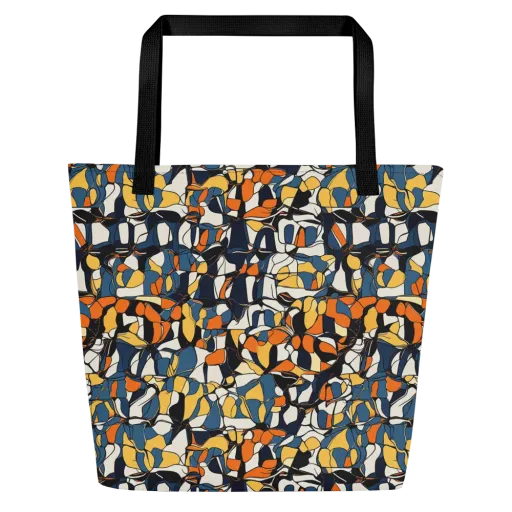 Cobalt Citrus Mosaic on a Large Tote Bag W/ Pocket