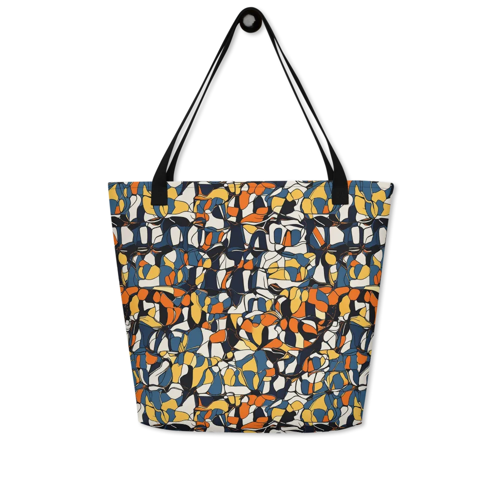 Cobalt Citrus Mosaic on Large Tote Bag W/ Pocket — Front