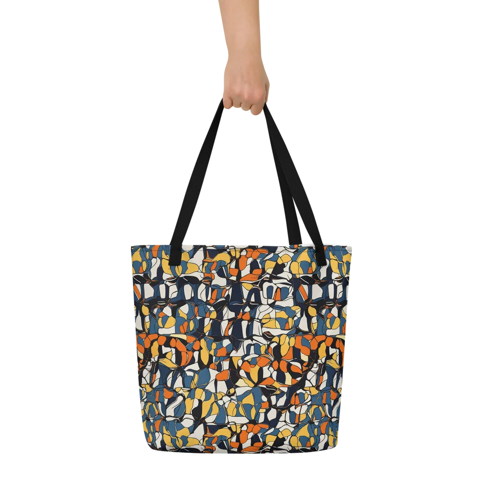 Cobalt Citrus Mosaic on Large Tote Bag W/ Pocket — Front