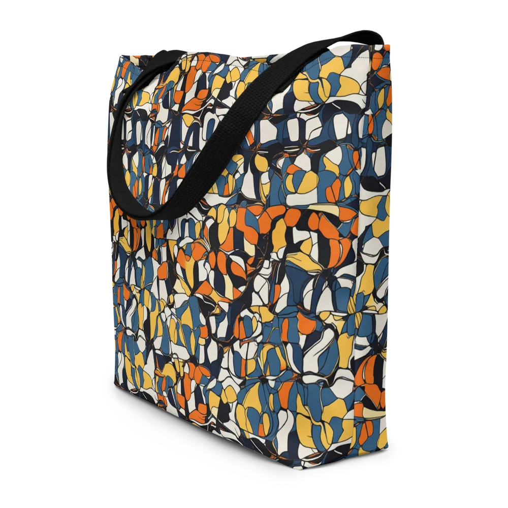 Cobalt Citrus Mosaic on Large Tote Bag W/ Pocket — Front