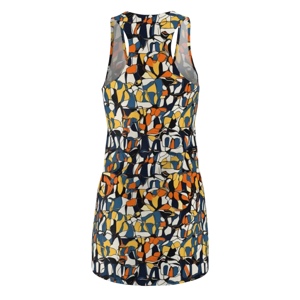 Cobalt Citrus Mosaic on Racerback Dress — Back