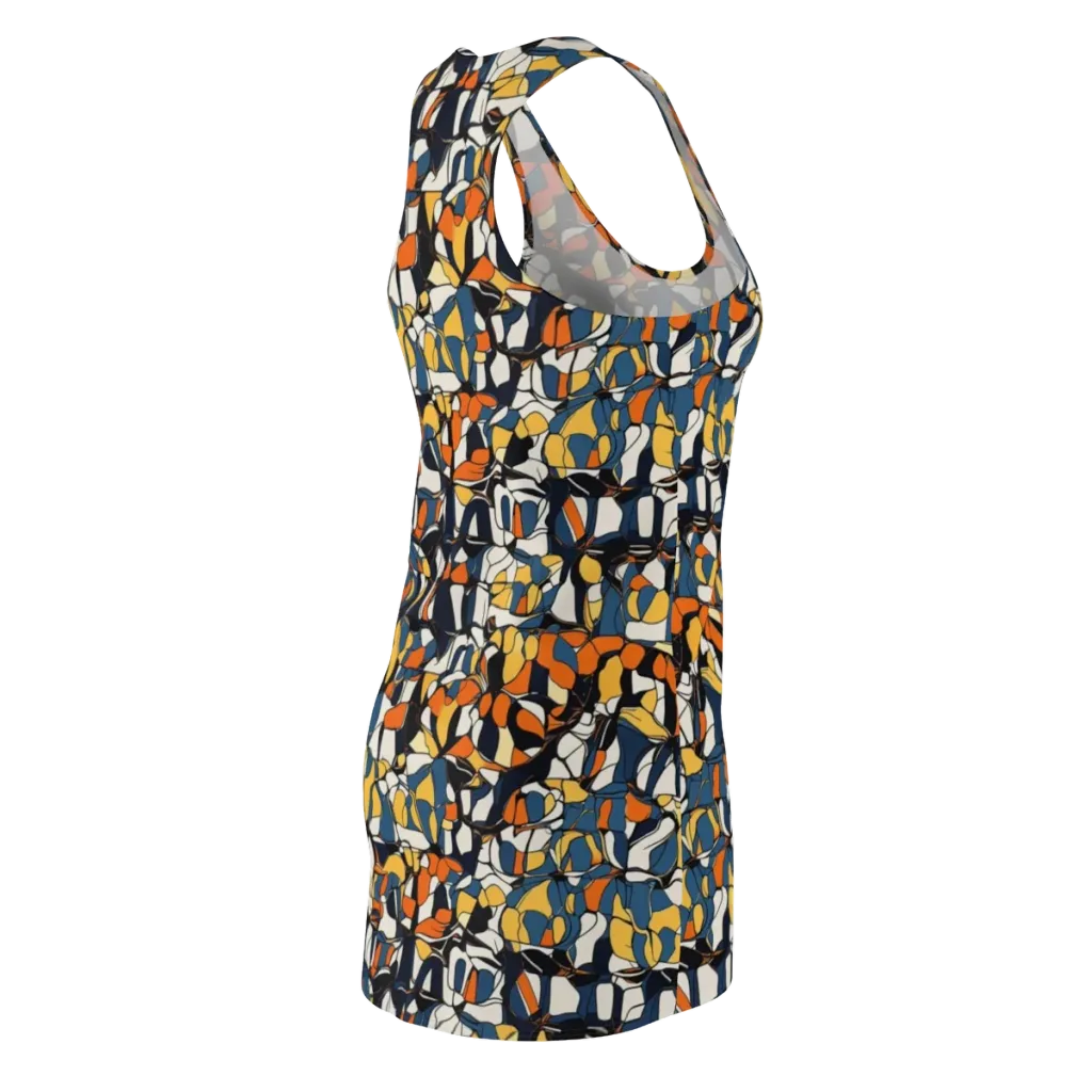 Cobalt Citrus Mosaic on Racerback Dress — Back Side