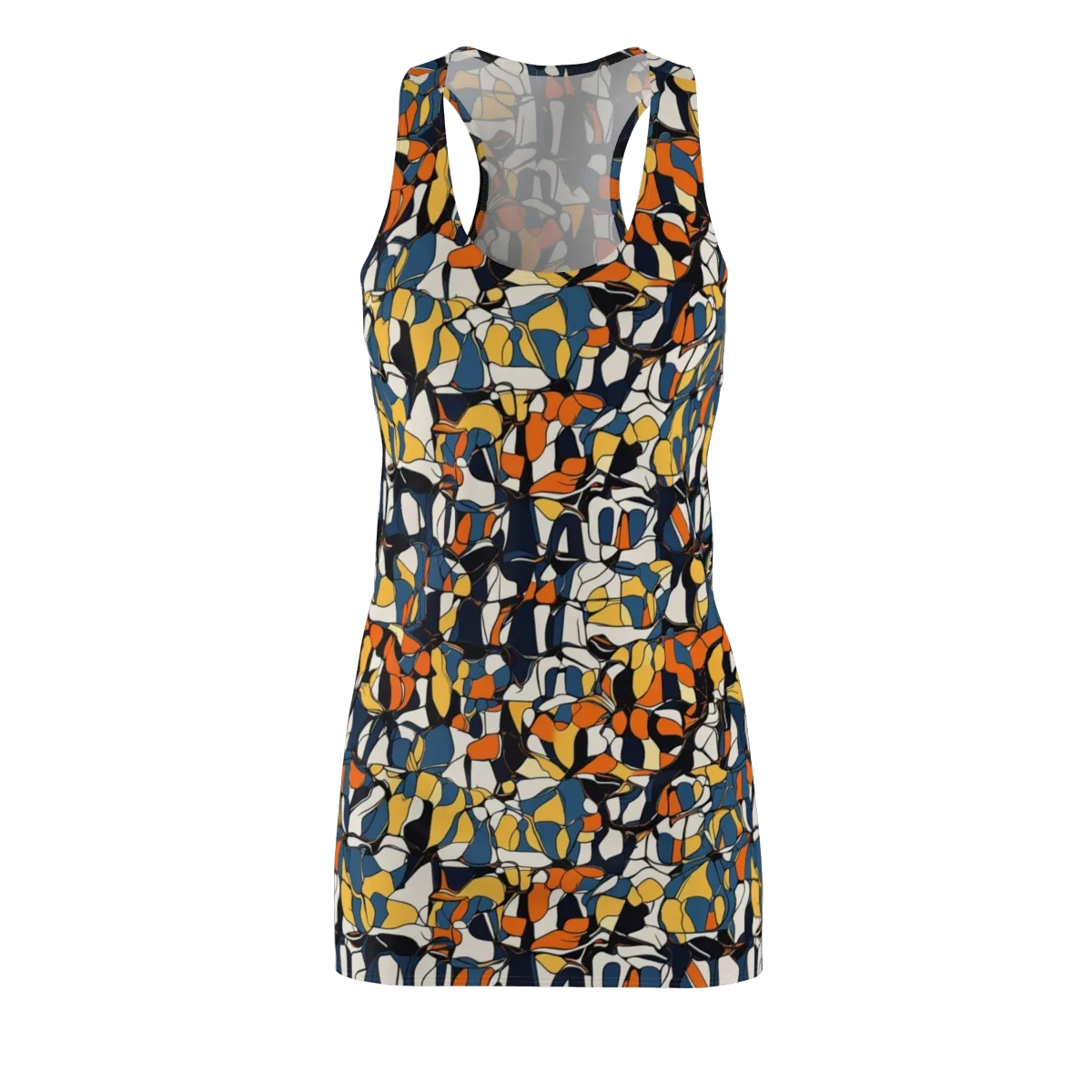Cobalt Citrus Mosaic on Racerback Dress — Front