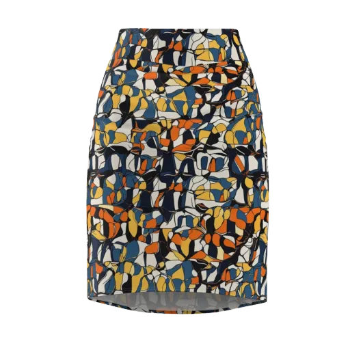 Cobalt Citrus Mosaic on a Pencil Skirt