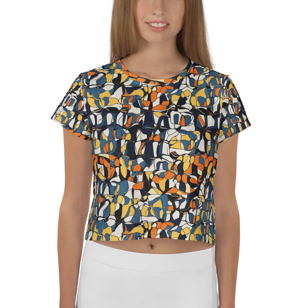 Cobalt Citrus Mosaic on Crop Tee — Front