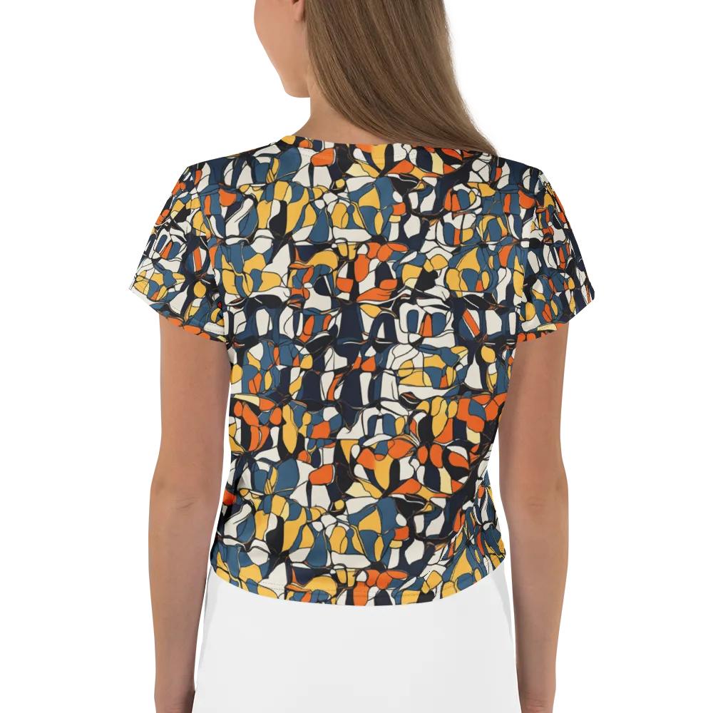 Cobalt Citrus Mosaic on Crop Tee — Back