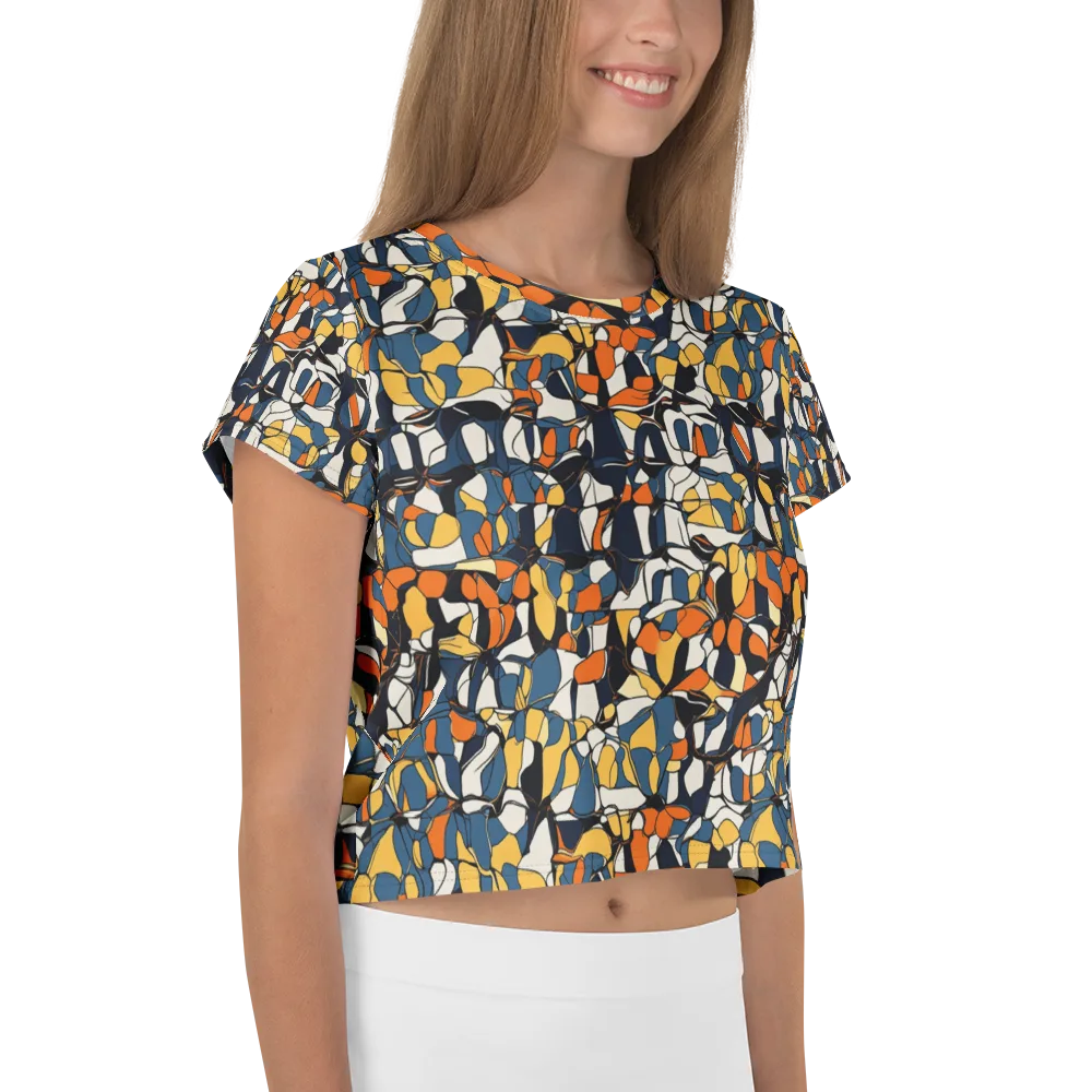 Cobalt Citrus Mosaic on Crop Tee — Right