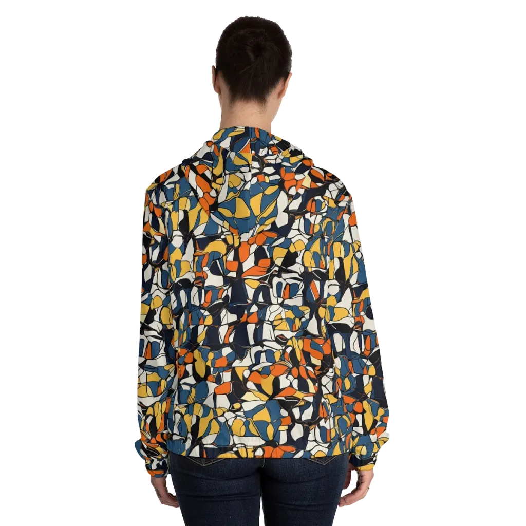 Cobalt Citrus Mosaic on Women's Full-Zip Hoodie — Back On Person