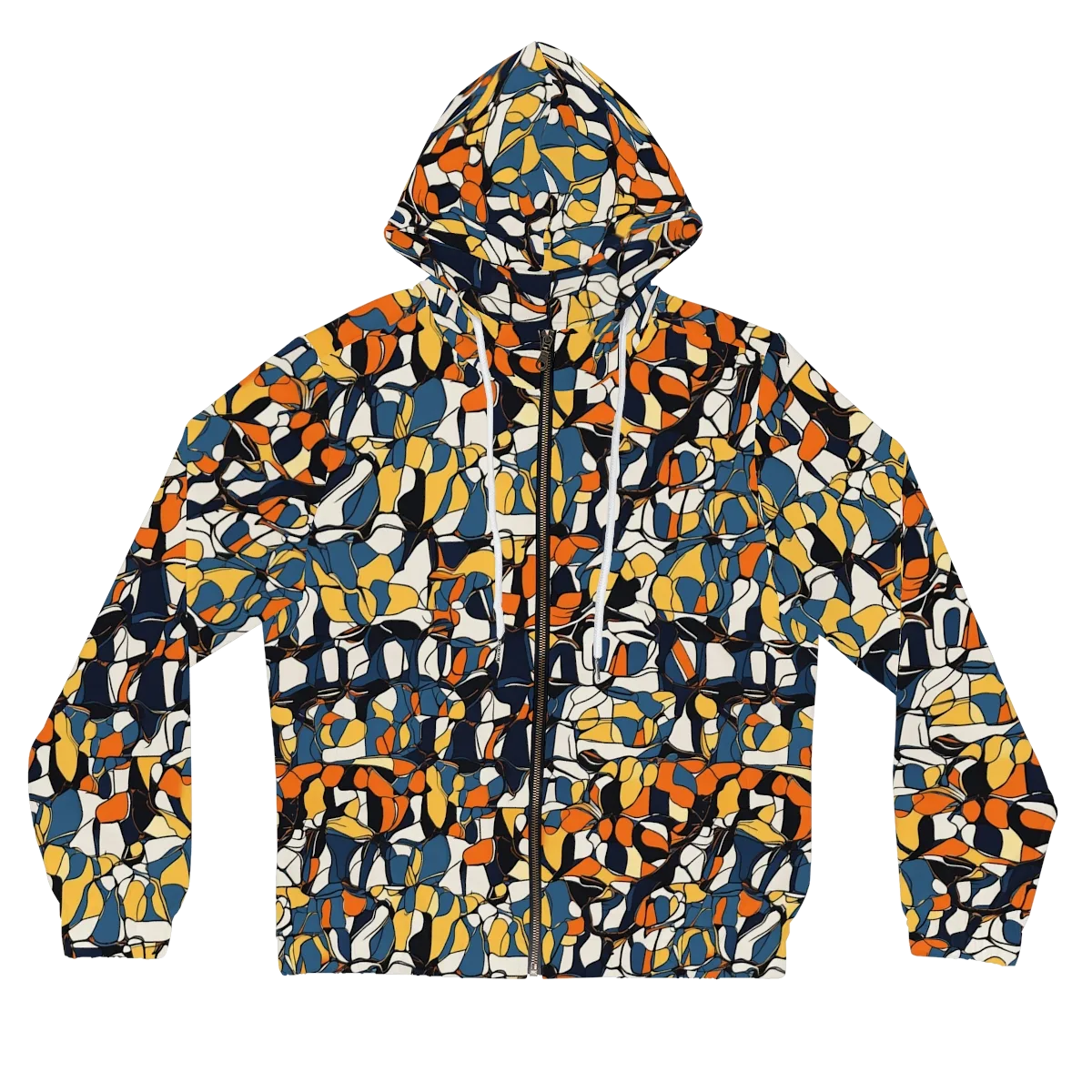 Cobalt Citrus Mosaic on Women's Full-Zip Hoodie — Front
