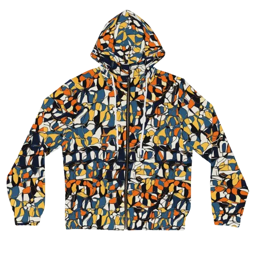 Cobalt Citrus Mosaic on a Women's Full-Zip Hoodie