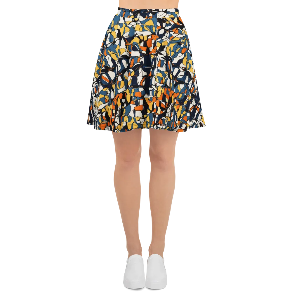 Cobalt Citrus Mosaic on Skater Skirt — Front