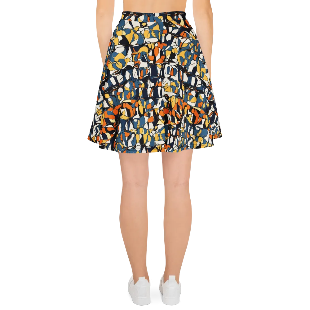 Cobalt Citrus Mosaic on Skater Skirt — Back