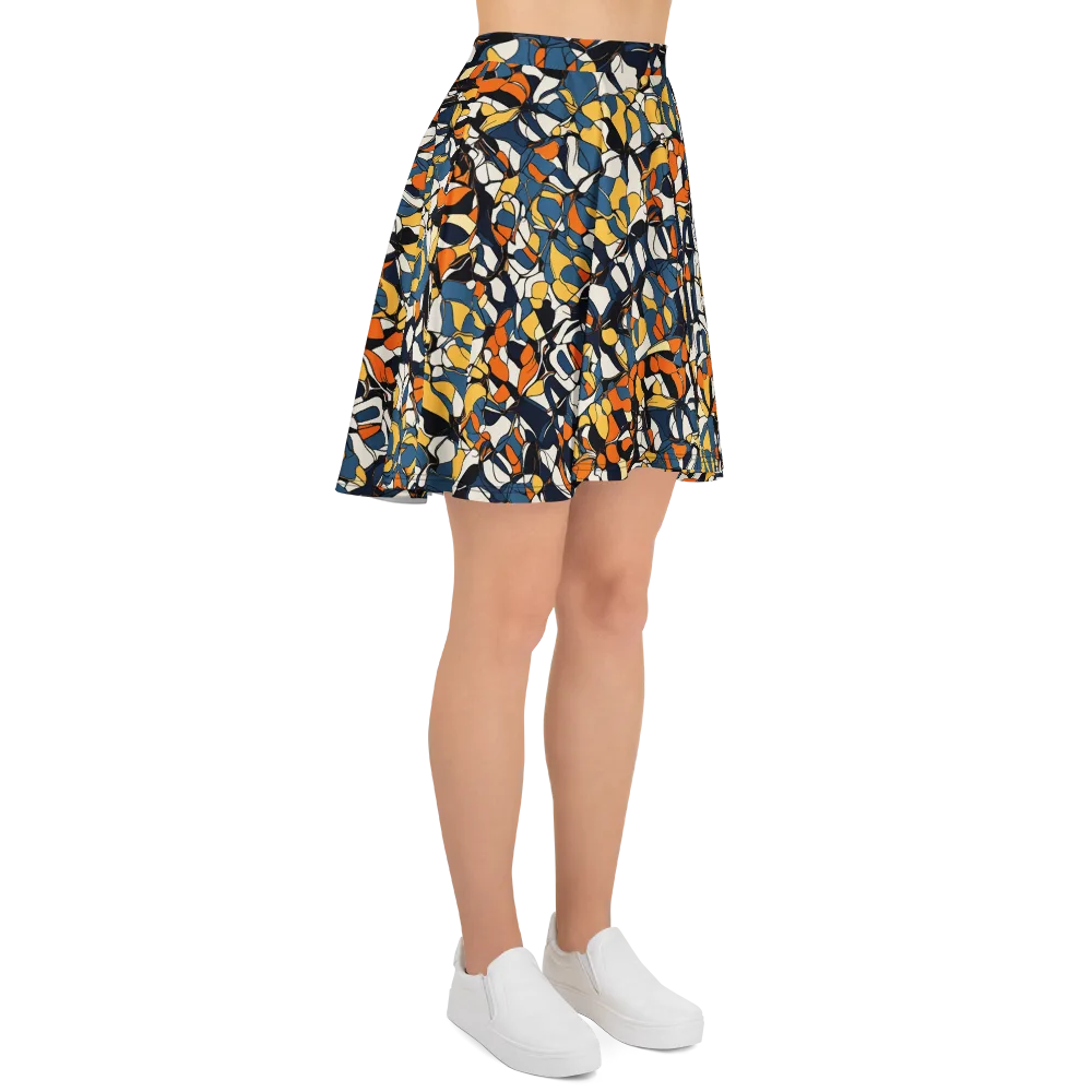 Cobalt Citrus Mosaic on Skater Skirt — Right