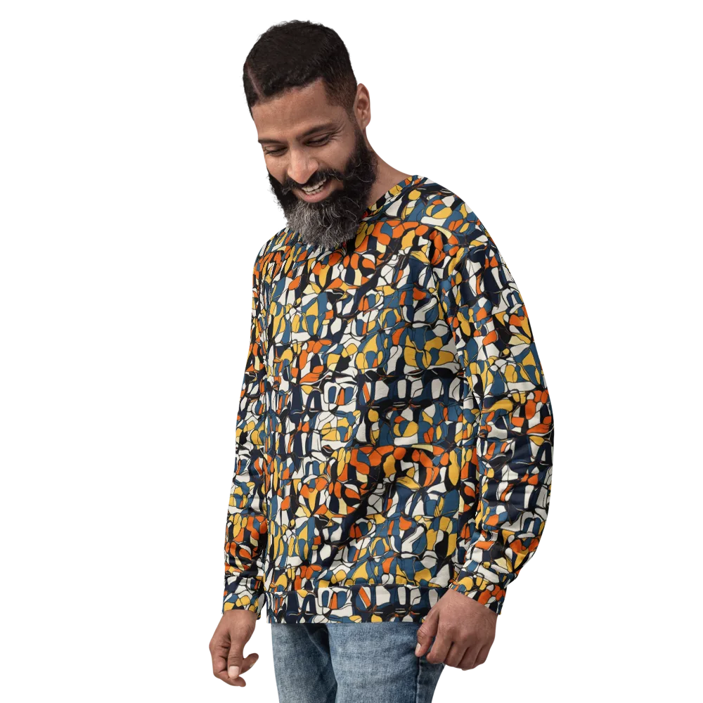 Cobalt Citrus Mosaic on Sweatshirt — Left Front