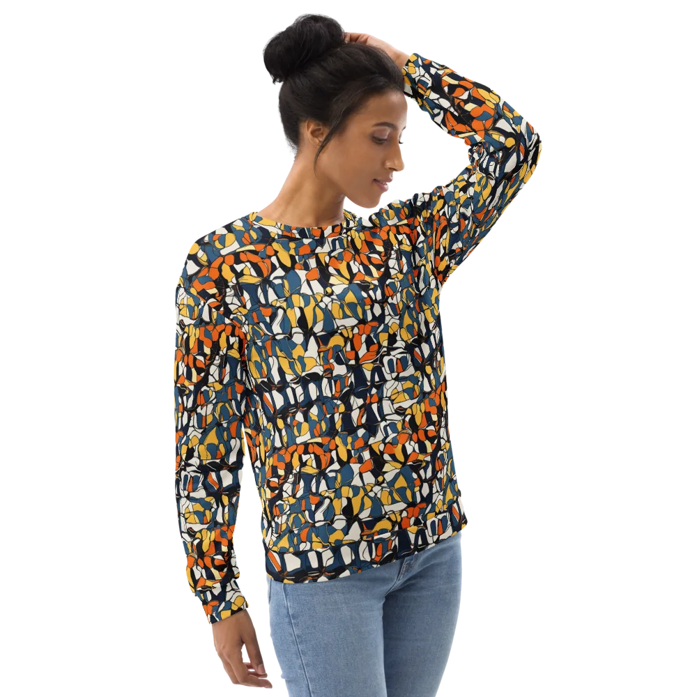 Cobalt Citrus Mosaic on Sweatshirt — Right Front