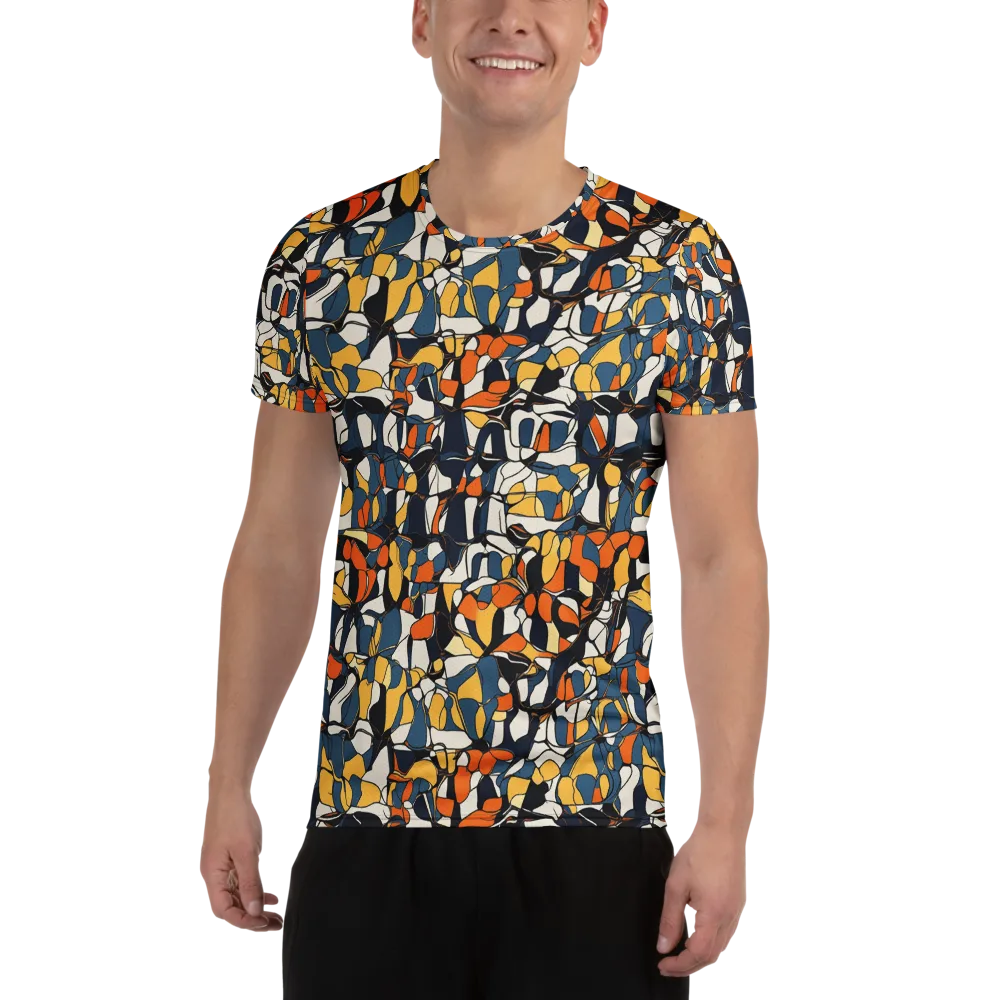 Cobalt Citrus Mosaic on Men's Athletic T-Shirt — Front