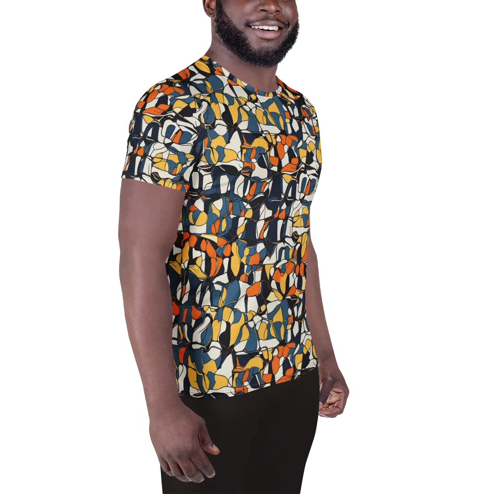 Cobalt Citrus Mosaic on Men's Athletic T-Shirt — Right