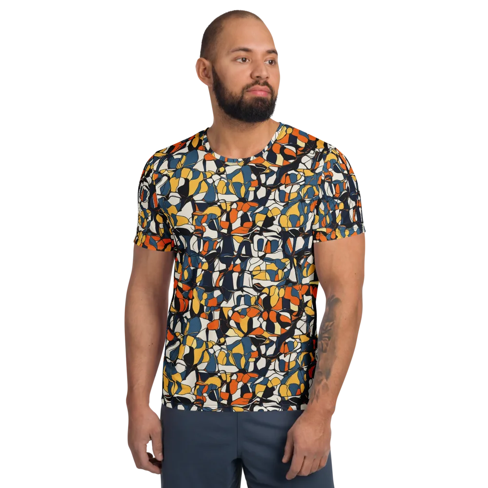 Cobalt Citrus Mosaic on Men's Athletic T-Shirt — Front